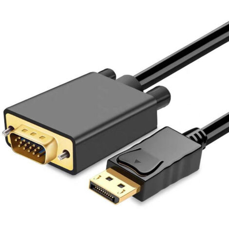 Câble adaptateur DisplayPort vers VGA 1,8 m - Transmission stable sans perte, haute efficacité