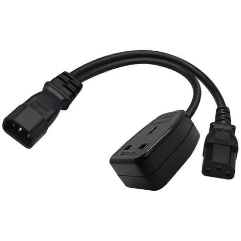 Câble adaptateur en Y IEC320-C14 mâle vers IEC320-C13+UK13A femelle
