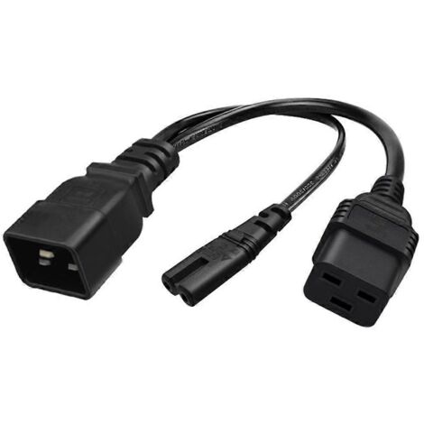 Câble adaptateur en Y IEC320-C20 mâle vers IEC320-C7 + C19 femelle