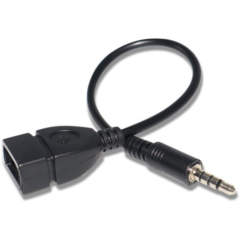 Câble adaptateur femelle AUX 3,5 mm vers USB pour voiture, câble audio OTG AUX 3,5 mm pour voiture, connecteur femelle AUX vers USB pour connexion de clé USB.