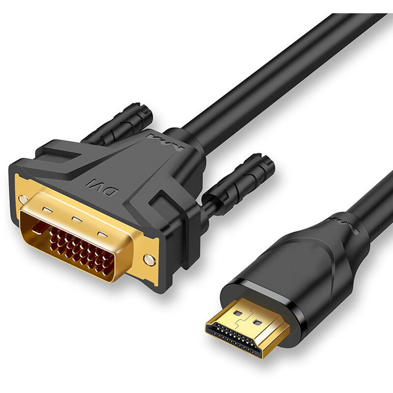 Csparkv - Câble Adaptateur hdmi a vers dvi - 2 m (ne convient pas pour la connexion aux ports Péritel ou vga), Noir