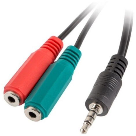 Câble adaptateur Lanberg Minijack 3,5 mm 4 broches (M) - 2 x Minijack 3,5 mm 3 broches (F) (casque + microphone) 0,2 m noir