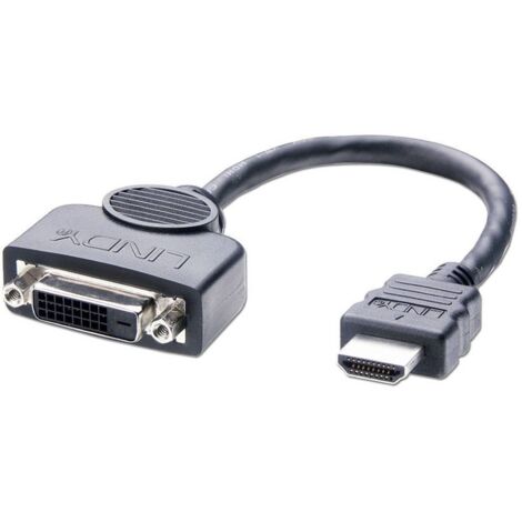 Câble adaptateur LINDY HDMI / DVI Fiche mâle HDMI-A, Prise femelle DVI-D 24+1 pôles 0.20 m noir 41227 Câble HDMI C231641