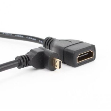 Câble adaptateur micro HDMI mâle vers HDMI femelle incurvé vers le bas, câble court micro HDMI haute définition pour connecter un téléphone portable à une télévision