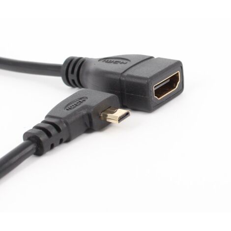 Câble adaptateur micro HDMI vers HDMI coudé, câble court micro HDMI haute définition pour connecter un téléphone portable à une télévision