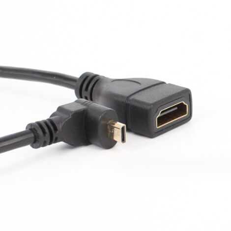 Câble adaptateur micro HDMI vers HDMI incurvé vers le haut, câble court micro HDMI haute définition pour connecter un téléphone portable à une télévision