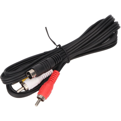 Câble adaptateur Mini DIN 7 broches vers RCA triple mâle, câble audio-vidéo composite rouge blanc jaune 1,5 m