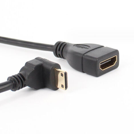 Câble adaptateur mini HDMI avec coude vers le bas pour connecter les téléphones portables/tablettes aux téléviseurs.