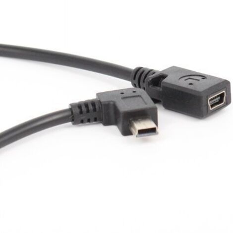 Câble adaptateur Mini USB mâle vers femelle à angle droit, câble d'extension Mini USB mâle vers femelle à angle droit, 27 cm.