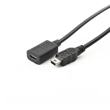 Câble adaptateur Mini5P mâle vers Type-C femelle pour le chargement et le transfert de données des téléphones Android, longueur 1,5 mètre.
