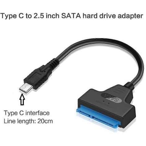 Câble adaptateur pour disque dur SATA USB 3.0/2.0/Type C, câble adaptateur SATA vers USB - Type C vers SATA -