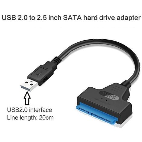 Câble adaptateur pour disque dur SATA USB 3.0/2.0/Type C, câble adaptateur SATA vers USB - USB 2.0 vers SATA -