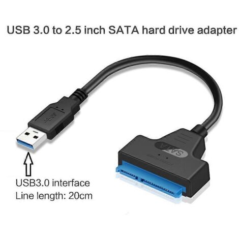 Câble adaptateur pour disque dur SATA USB 3.0/2.0/Type C, câble adaptateur SATA vers USB - USB 3.0 vers SATA -