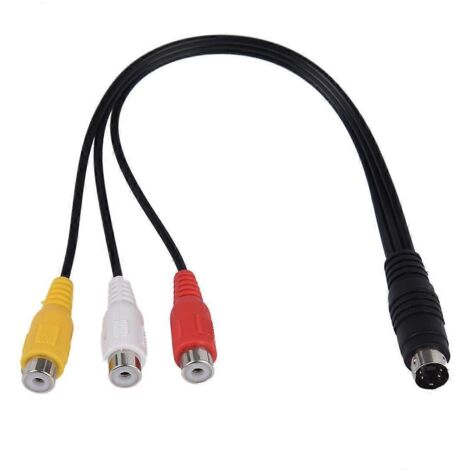 Câble adaptateur pour ordinateur portable avec prise S-Vidéo 4 broches vers 3 RCA femelles --