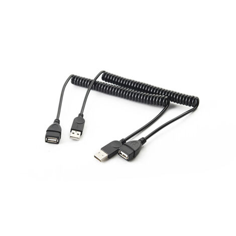 Câble adaptateur pour ordinateur USB mâle vers USB femelle vers A mâle vers A femelle, câble d'extension de charge de données, câble extensible à ressort, 1,5 mètre.