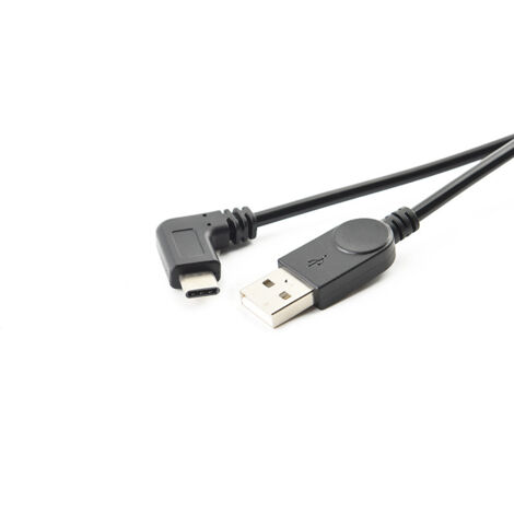 Câble adaptateur pour téléphone Android, connecteur coudé de type C mâle vers connecteur USB mâle à angle droit, câble de charge de données à ressort, 1,5 mètre.