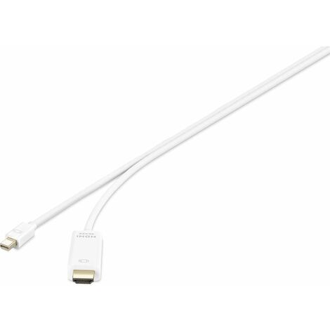 Câble adaptateur Renkforce Mini-Display / HDMI Fiche mâle Mini DisplayPort, Fiche mâle HDMI-A 1.00 m blanc RF-3697528 c