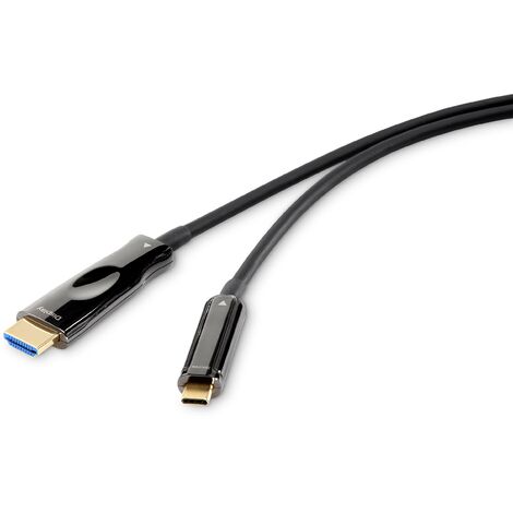 Câble adaptateur Renkforce USB-C® / HDMI USB-C® mâle, Fiche mâle HDMI-A 30.00 m noir RF-4531596 rond Câble d'afficheur USB-C® A834062