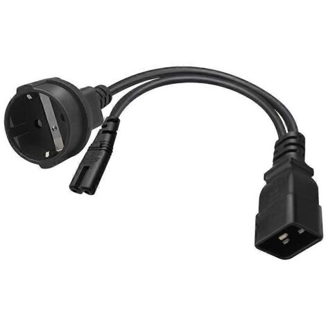 câble adaptateur répartiteur en Y court C20 vers C7 + EU4,8 mm, 32 cm