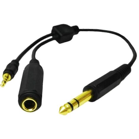 Câble adaptateur répartiteur jack mono 6,35 mm (1/4") vers prise jack 3,5 mm + 6,35 mm
