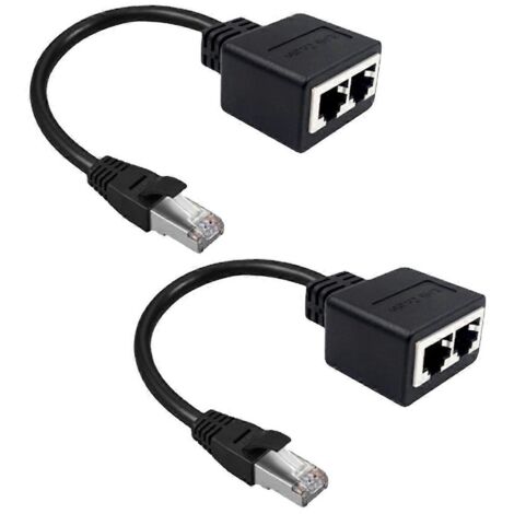 Câble adaptateur réseau Ethernet LAN 2 pièces 1 en 2 RJ45 1 mâle vers 2 femelles--