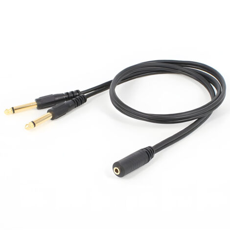 Câble adaptateur stéréo femelle 3,5 mm vers double mono mâle 6,5 mm câble audio mâle 6,35 mm vers 3,5 mm pour amplificateurs.