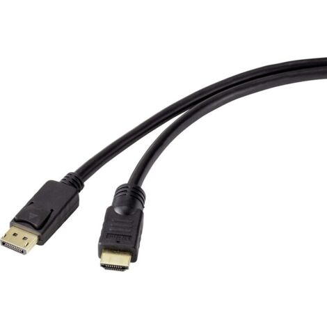 Câble adaptateur Trywise DisplayPort / HDMI Fiche mâle DisplayPort, Fiche mâle HDMI-A 10.00 m noir RF-4581870 Câble DisplayPort A070232