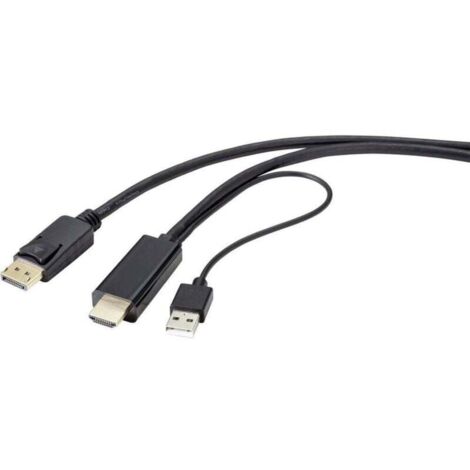 Câble adaptateur Trywise DisplayPort / HDMI Fiche mâle DisplayPort, Fiche mâle HDMI-A 2.00 m noir RF-4600632 Câble DisplayPort Y772982