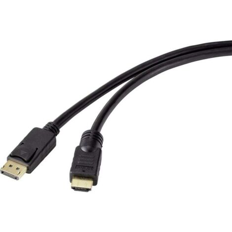 Câble adaptateur Trywise DisplayPort / HDMI Fiche mâle DisplayPort, Fiche mâle HDMI-A 7.50 m noir RF-4581868 Câble DisplayPort A070212