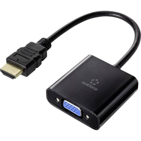 Câble adaptateur Trywise HDMI / VGA Fiche mâle HDMI-A, Prise femelle VGA 15 pôles 0.15 m noir RF-4531578 blindage double Câble HDMI A834602