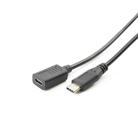 Câble adaptateur Type-C mâle vers Type-C femelle pour le chargement et le transfert de données des téléphones Android, longueur 1,5 mètre.