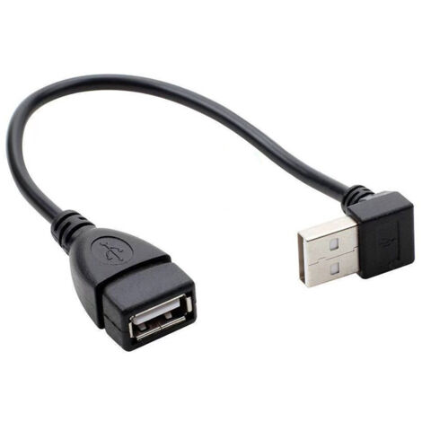 Câble adaptateur USB 2.0 à angle droit, câble adaptateur d'extension à 90 degrés, câble d'extension de données USB mâle vers femelle, 20 cm.
