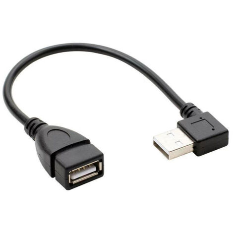 Câble adaptateur USB 2.0 coudé à gauche s'étendant à 90 degrés vers la droite  câble d'extension de données USB mâle vers femelle  20 cm.