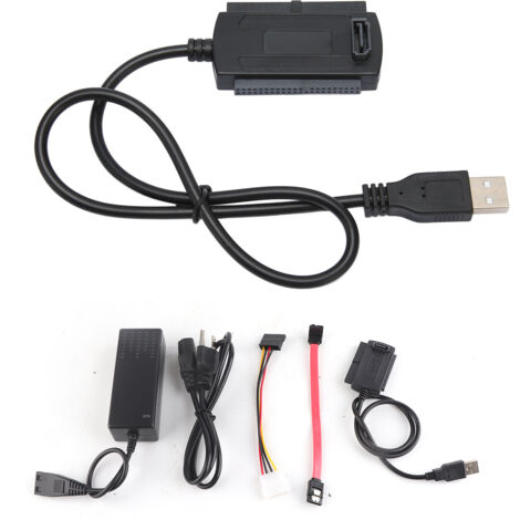 Câble adaptateur USB 2.0 vers IDE/SATA pour disque dur, convertisseur avec alimentation 100‑240V US
