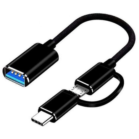 Câble adaptateur USB 3.0 OTG 2 en 1, convertisseur d'interface micro-USB Type-C vers USB 3.0 pour chargeur de téléphone portable