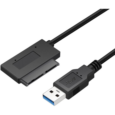 Câble adaptateur USB 3.0 vers SATA pour disque dur/SSD 1,8 pouces, prise 7+9 broches