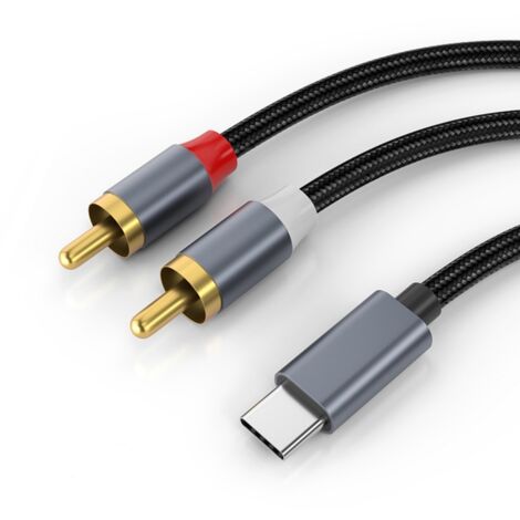 Câble adaptateur USB-C vers RCA pour enceintes, connexion audio numérique haute qualité