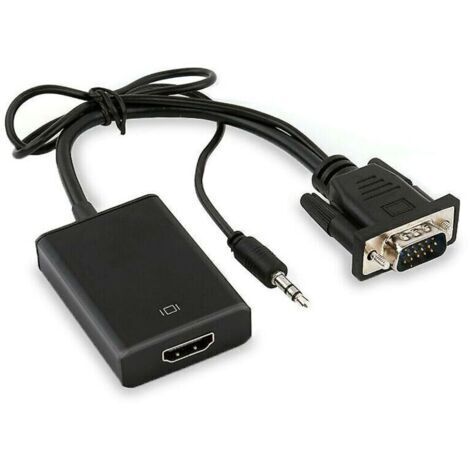 Câble adaptateur VGA vers HDMI 1080P avec audio – Conversion numérique haute définition – Compatible PC et lecteur DVD