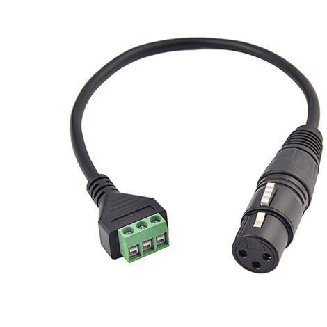 Câble adaptateur XLR femelle 3 broches à deux canaux pour microphone audio stéréo, sans soudure, avec bornes vertes