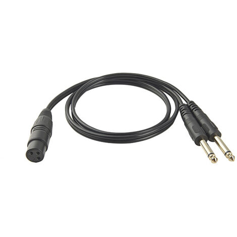 Câble adaptateur XLR femelle 3 broches vers double jack mono 6,35 mm mâle, connecteur XLR femelle 3 broches, prise jack 1 vers 2,5 mm