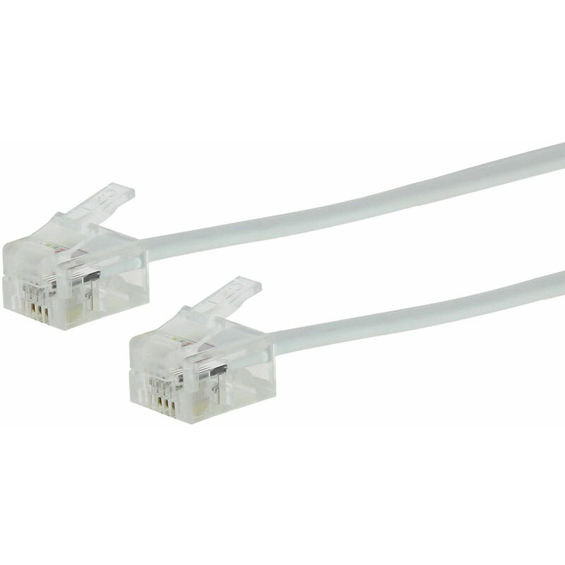 Fujionkyo - Câble ADSL/Modem Plat RJ11 téléphonique mâle/mâle blanc 10 mètres 423090