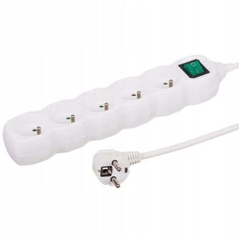 Cable alargador con interruptor Regleta blanca 5 enchufes 3m
