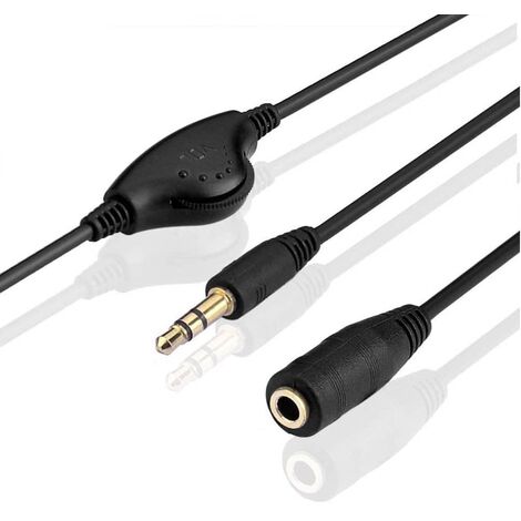 Cable alargador de audio con control de volumen 1 M Negro - Negro