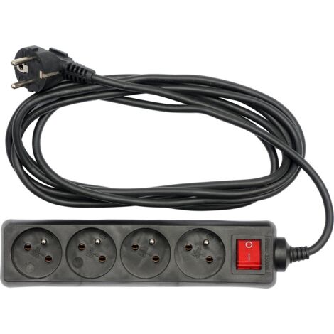 Cable alargador eléctrico de 4 enchufes, 1,5 m, incluye 72630 VOREL