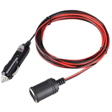 Cable alargador para encendedor de cigarrillos, 3,7 m, 12 V-24 V CC, 20 AWG, impermeable, con fusible de 15 A para motocicleta, barco, refrigerador, coche eléctrico.
