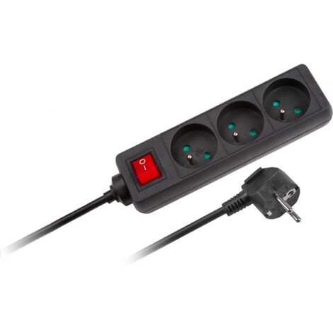 Cable alargador Rebel, regleta, 3 enchufes, interruptor, 5 m