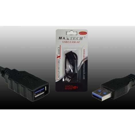 CABLE ALARGADOR USB 2.0 0.2M MACHO A HEMBRA PARA PC MAXTECH USB2.0F-M0.2M