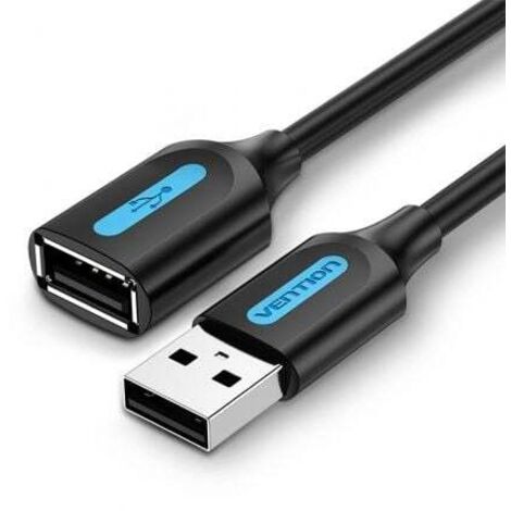 Cable Alargador USB 2.0 Vention CBIBI/ USB Macho - USB Hembra/ 3m/ Negro