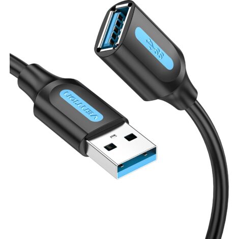 Cable Alargador USB 3.0 Vention CBHBF/ USB Macho - USB Hembra/ 5Gbps/ 1m/ Negro