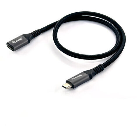 CABLE ALARGO USB-C MACHO USB-C HEMBRA USB 3.2 GEN 2  1M TRANSFERENCIA 10G 4K/ CARCASA ALUMINIO ALGODON TRENZADO NEGRO